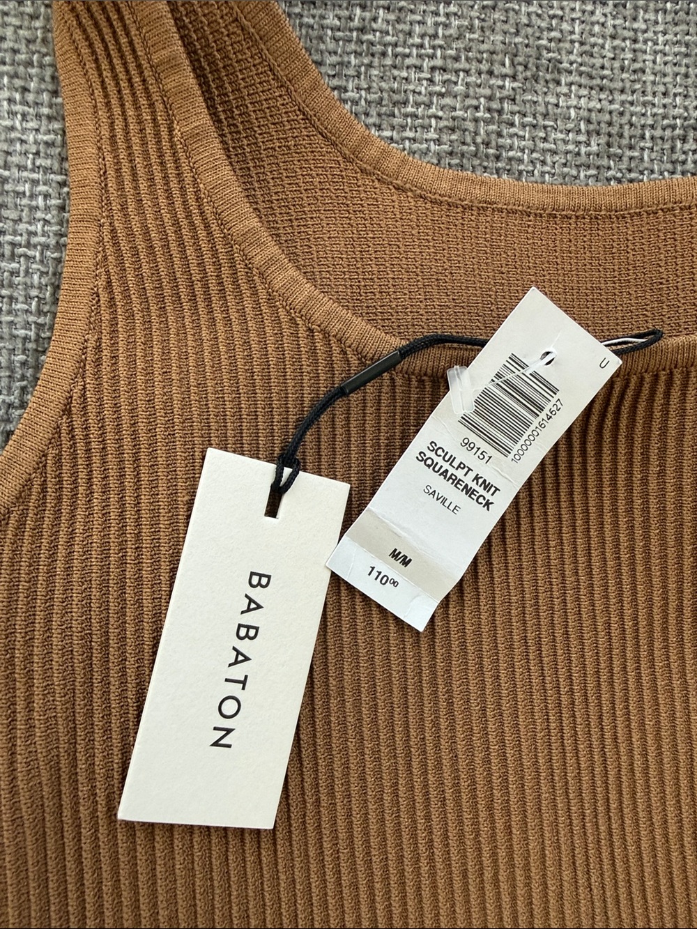 Babaton Ribbed Square-Neck Tank Top - Camel - Picture 4 of 4